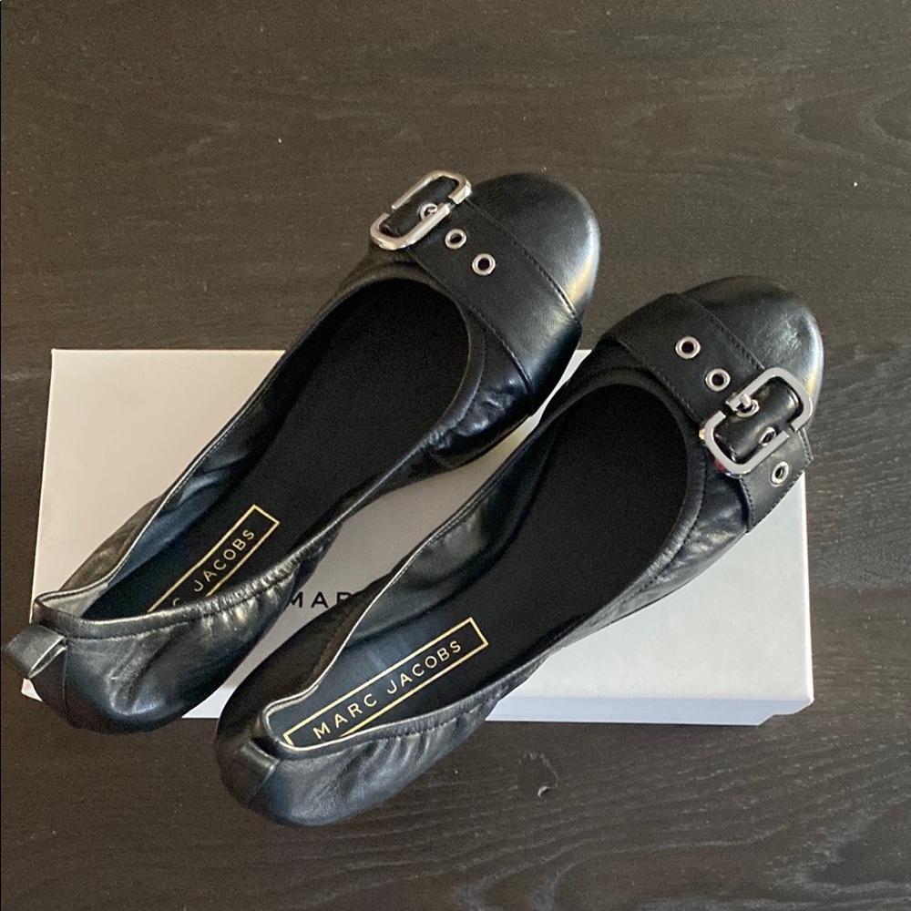 Marc Jacobs Black Flats with Buckle Detail
